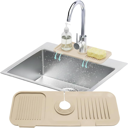 24” Silicone Faucet Mat For Kitchen Sink, Kitchen Sink Splash Guard Behind Faucet, Kitchen Faucet Mat For Kitchen Sink, Kitchen Sink Faucet Mat Splash Guard and Sink Water Splash Guard (Gray)