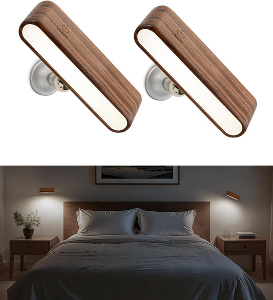 Rechargeable Wall Sconces Set of 2, Reading Light for Bed, Magnetic Lamp
