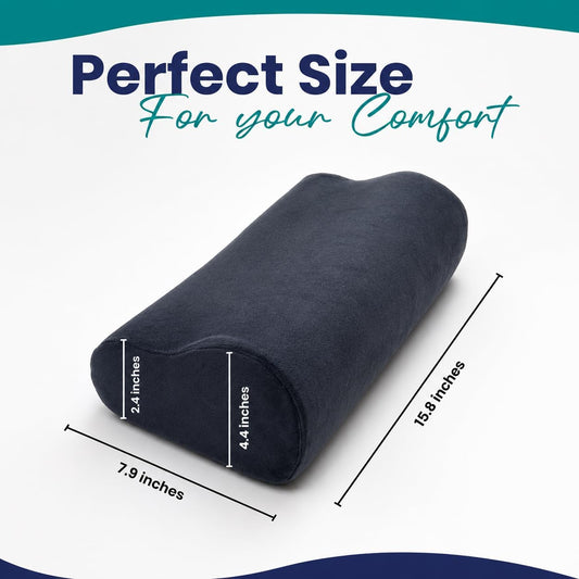 Memory Foam Headrest Pillow for Recliner – B-Shaped Neck Pillow with Stabilizer Strap, Soft Plush Fabric - Ultimate Neck Support and Pain Relief (Midnight)