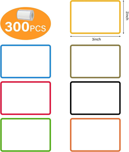 300 Pcs 2×3 Inch Blank Removable Freezer Labels, Waterproof, Oil & Tear Resistant, No Residue Writable Stickers for Food Containers, Jars, Pantry and Meal Prep (Bright)