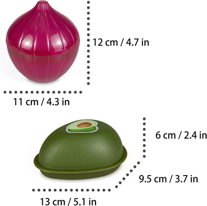 Vegetable and Fruit Storage Containers for Refrigerator, Lemon Tomato Garlic Avocado and Onion Storage, Food Storage Containers with Lids, Pack of 5
