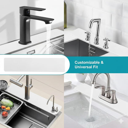 Customizable Kitchen Sink Faucet Mat: 30"Lx5.5"W Absorbent Splash Guard | Non-slip Fabric Rubber Mat, Cut to Fit Oval Rectangle Square Faucet & 2,3,4 Holes Irregular Sink with Soap Dispenser Air Gap