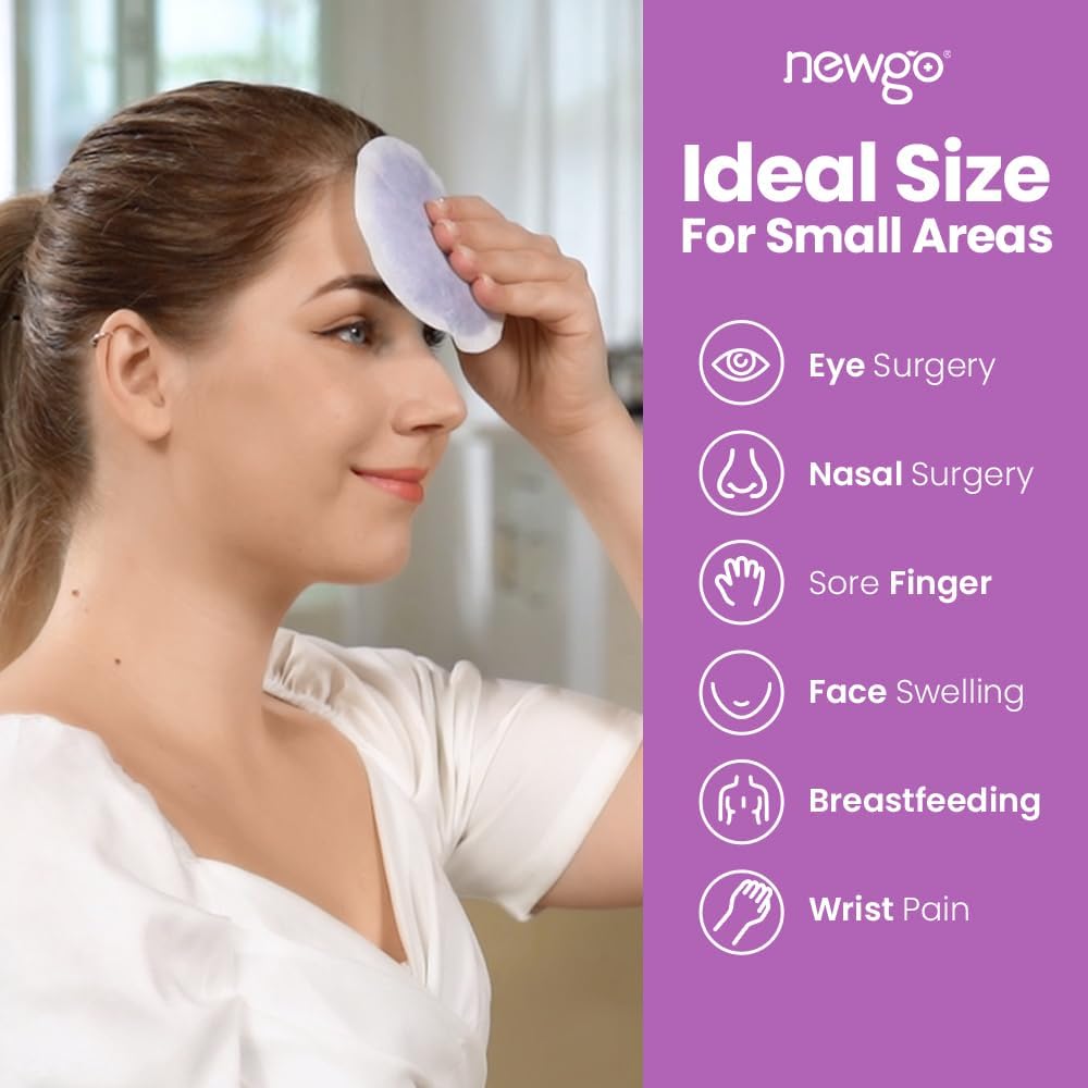 NEWGO Small Ice Packs for Injuries Reusable with Cloth Backing, 6 Packs | FSA Eligible, Round Hot and Cold Gel Pack, Flexible Cold Pack for Face, Toothache, Eyes Pain Relief