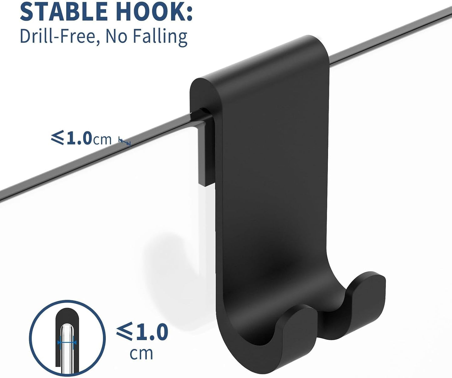 ecooe Shower Squeegee for Glass Doors,11" Shower Glass Cleaner | Silicone Streak-Free Wiper with Hanger and Stainless Steel Core for Bathroom, Kitchen & Car Windows, Black
