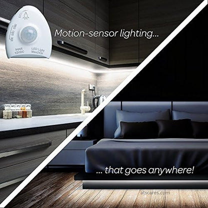 16.4ft (5m) Motion Activated LED Strip Lights, Warm White 12v Plug-in LED Rope Lights Waterproof for Under Cabinet,Kitchen,Stair