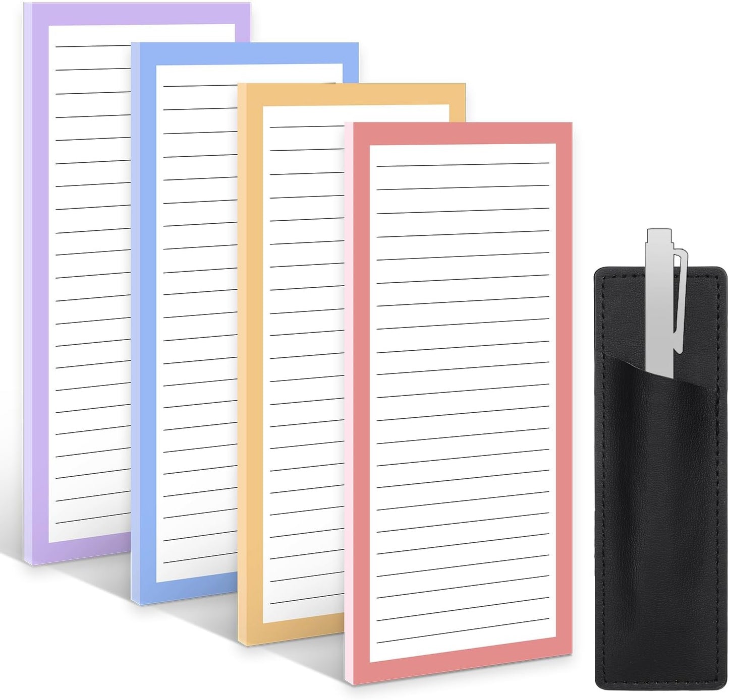 Thboxes 4 Pack Magnetic Note Pad for Fridge with Pen Holder, Totally 200 Sheets Grocery List Magnet Pad for Refrigerator Magnetic Shopping List Pad（Fruit Design） | Full-Back Magnet, 80Gsm FSC-certified Paper, School Office Home Supplies Grocery List