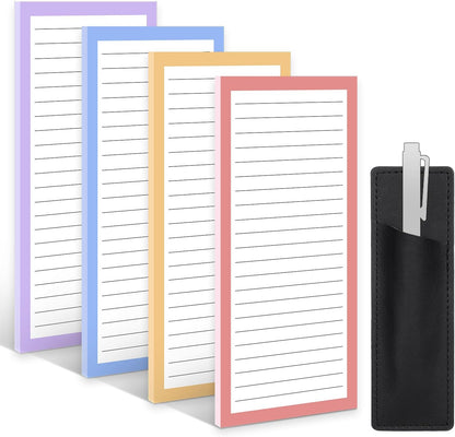 Thboxes 4 Pack Magnetic Note Pad for Fridge with Pen Holder, Totally 200 Sheets Grocery List Magnet Pad for Refrigerator Magnetic Shopping List Pad（Fruit Design） | Full-Back Magnet, 80Gsm FSC-certified Paper, School Office Home Supplies Grocery List