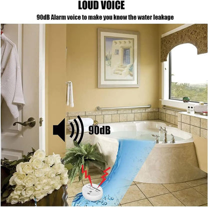 WER 90dB High-Sensitivity Water Leak Alarm, Liquid Overflow Detector Sensor | Battery-Powered Water Sensor for Kitchen, Bathroom, Basement, Laundry Room, Prevent Home Water Damage (Without Battery 2PC)