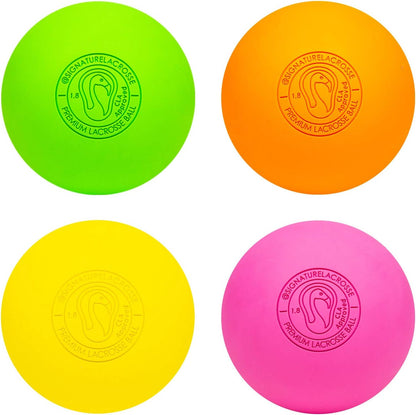 Signature Lacrosse Ball Set - Packs of 2, 4, 8, 12, and 100 - No Chemical Smell Massage Balls, Myofascial Release Tools, Back Roller, Muscle Knot Remover