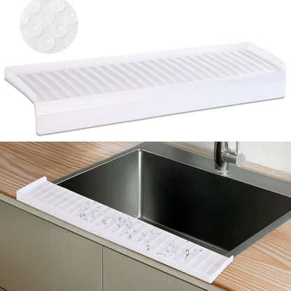 Sink Edge Protector with Suction Cup 14" 20" 24" 30", Silicone Sink Splash Guard for Kitchen & Bathroom, Protect Countertop from Scratches, Stains, for Stainless Steel Granite Quartz-Grey