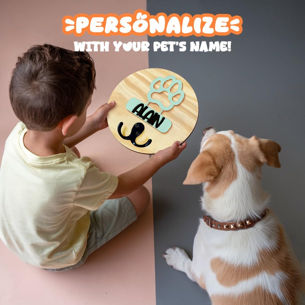 Dog Leash Holder Wall Mount, Pet Harness Hanger with Scrabble Letters, Dog Collar Organizer for Entryway, Memorial Cat Leash Holder for Wall, Pet Loss Gifts, Keepsake, Home Decor PF212-NAT
