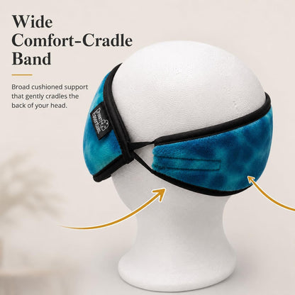 Dream Essentials Utopia Blackout Sleep Mask with Wide Cradle Band, Adjustable Plush Eye Mask for Side Sleepers, Flexible Nose Bridge, Handmade in USA, Travel & Naps