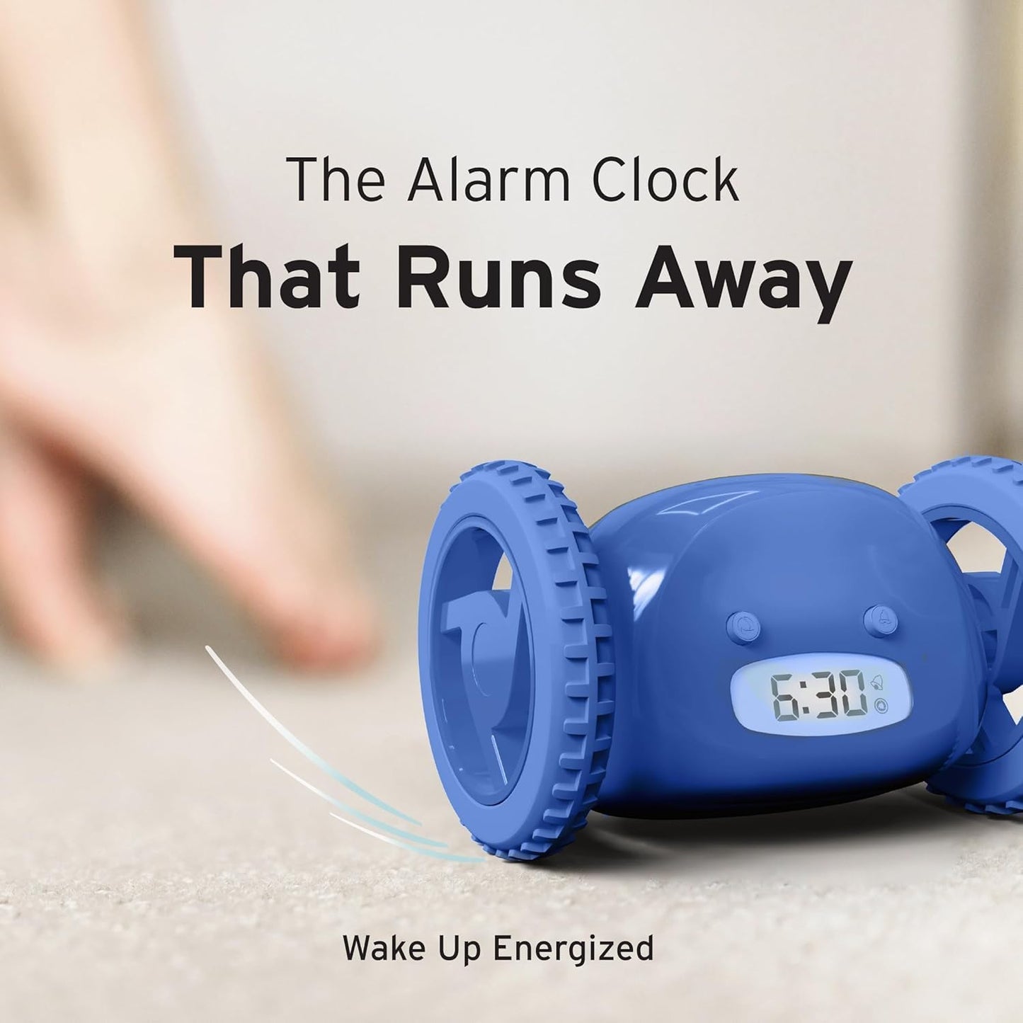 CLOCKY Alarm Clock on Wheels – Loud Rolling Alarm Clock for Heavy Sleepers | Runaway Clock that Jumps & Runs to Wake You Up | Funny Unique Gift for Adults, Teens & Kids Bedrooms (Black)