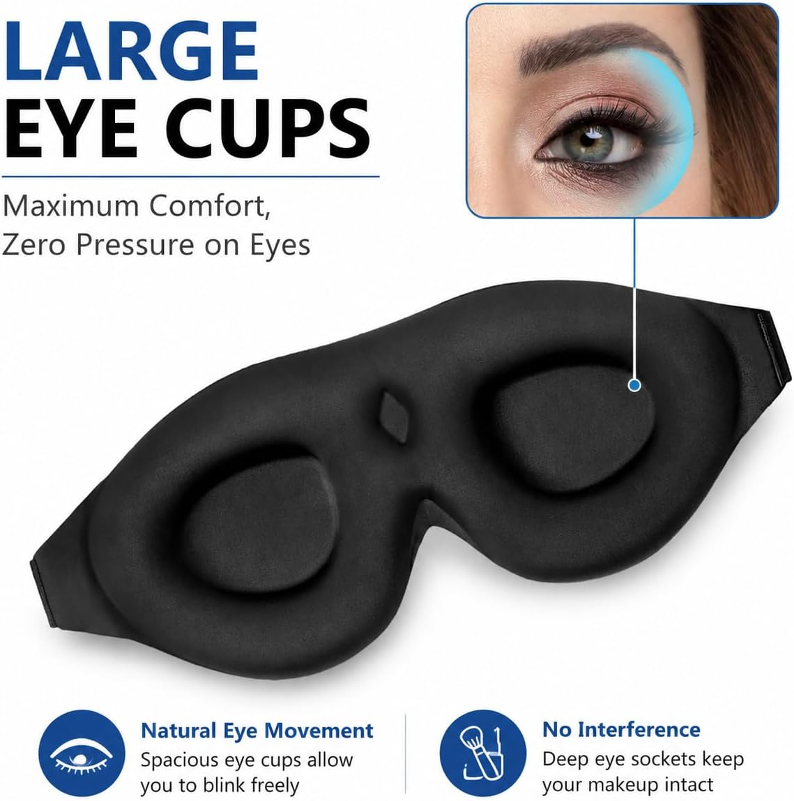 ALASKA BEAR Memory Foam Sleep Mask, Contoured Eye Cups for Women Men, Blue | Soft 3D Blackout Eye Mask for Sleeping, No Pressure on Eyelids and Eyelashes Protection, Earplugs Set
