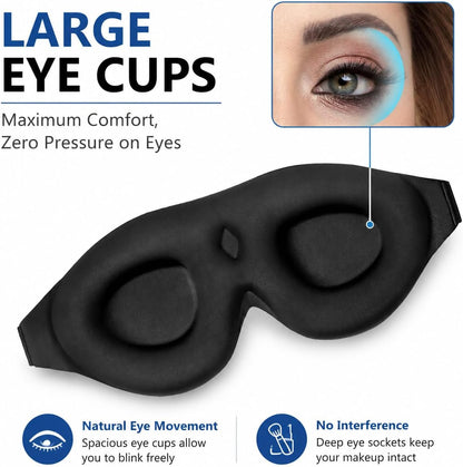 ALASKA BEAR Memory Foam Sleep Mask, Contoured Eye Cups for Women Men, Blue | Soft 3D Blackout Eye Mask for Sleeping, No Pressure on Eyelids and Eyelashes Protection, Earplugs Set