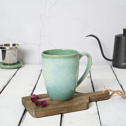 Bosmarlin Ceramic Tea Cup with Infuser and Lid, 13.5 Oz, Loose Leaf Tea Steeper Mug with Strainer, Microwave and Dishwasher Safe, Reactive Glaze (13.5 Oz, Pale Green)