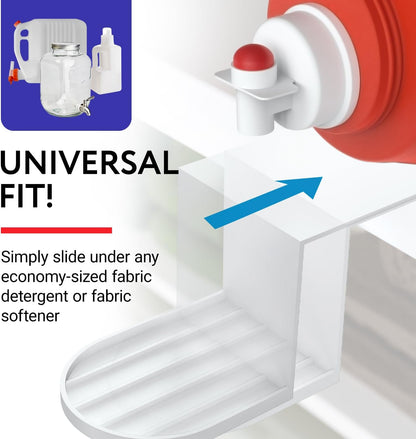 IMPRESA Laundry Detergent Cup Holder & Laundry Drip Catcher - 2-Pack, White Plastic - Slides Under Tub for Universal Detergent Drip Tray & Spill Prevention