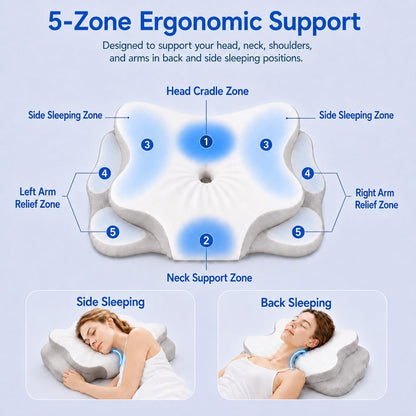 Pain Relief Cervical Neck Pillow for Sleeping, Ergonomic Pillow Cozy Sleeping, Odorless Memory Foam Pillow for Side Back Stomach Sleepers