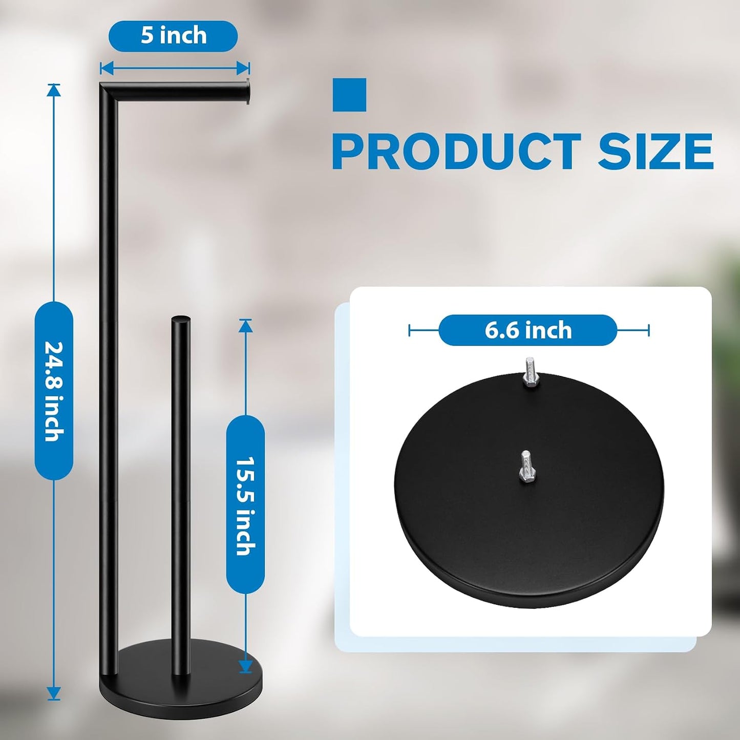 Toilet Paper Holder Stand, Brushed Nickel Toilet Paper Holder Free Standing | Stainless Steel Toilet Paper Holder for 4 Rolls, Bathroom Organizers and Storage with Anti-Slip Base and Rustproof