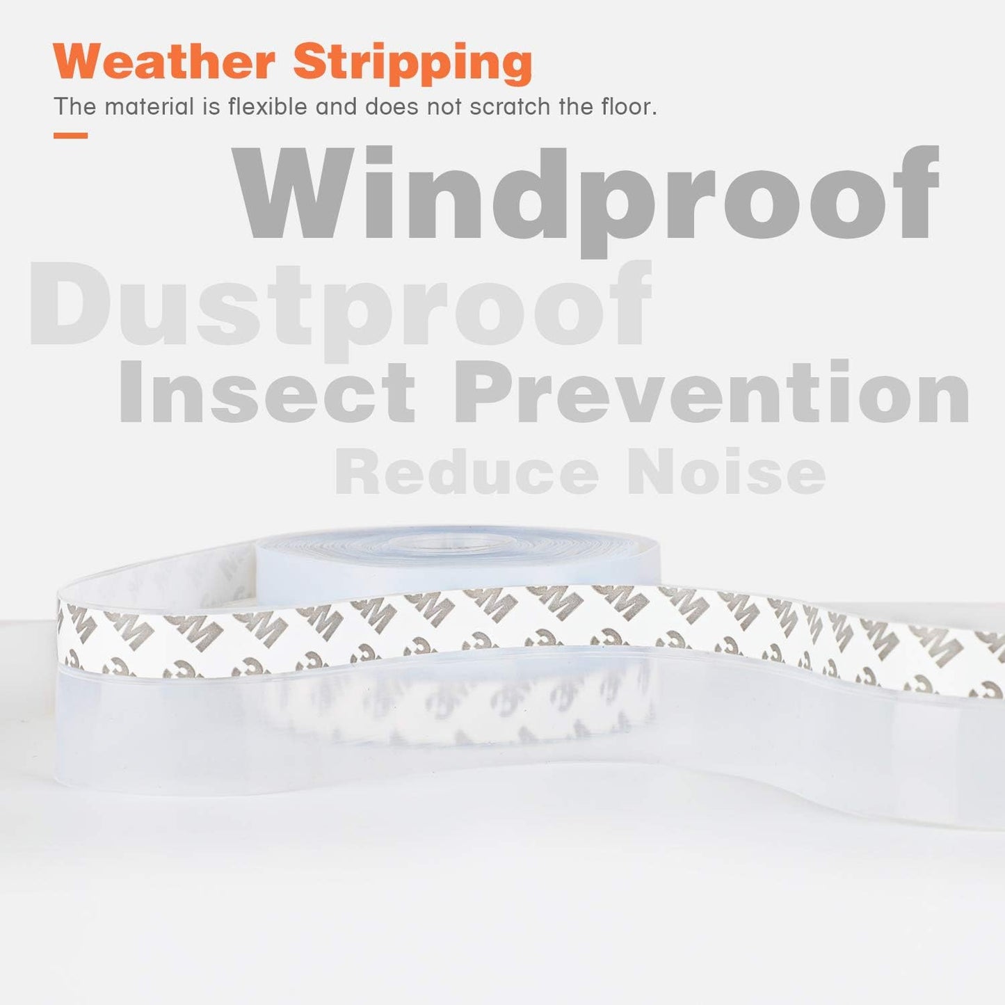 26 Feet Silicone Seal Strip,Door Weather Stripping Door Seal Strip Window Seal Silicone Sealing Tape for Door Draft Stopper Adhesive Tape (Transparent, 45mm)
