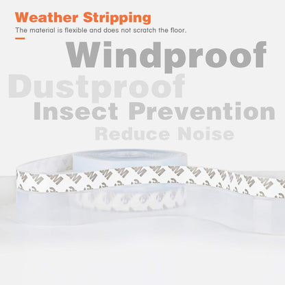 26 Feet Silicone Seal Strip,Door Weather Stripping Door Seal Strip Window Seal Silicone Sealing Tape for Door Draft Stopper Adhesive Tape (Transparent, 45mm)