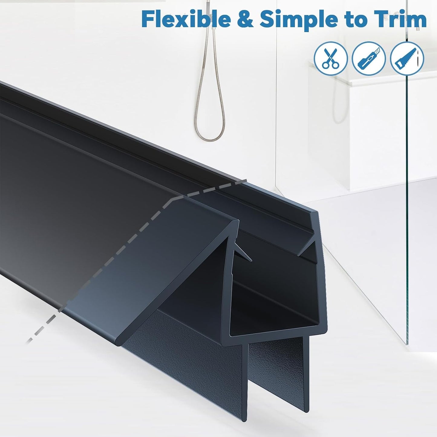 Shower Door Bottom Seal Strip, 2PCS Seal Strip, Ultra Clear PVC, 36" Length, Fits 6mm Thick Glass, Prevents Leaks, Easy Installation, No Adhesive Required (Ultra Clear, 36in for 1/4"(6mm) Door)