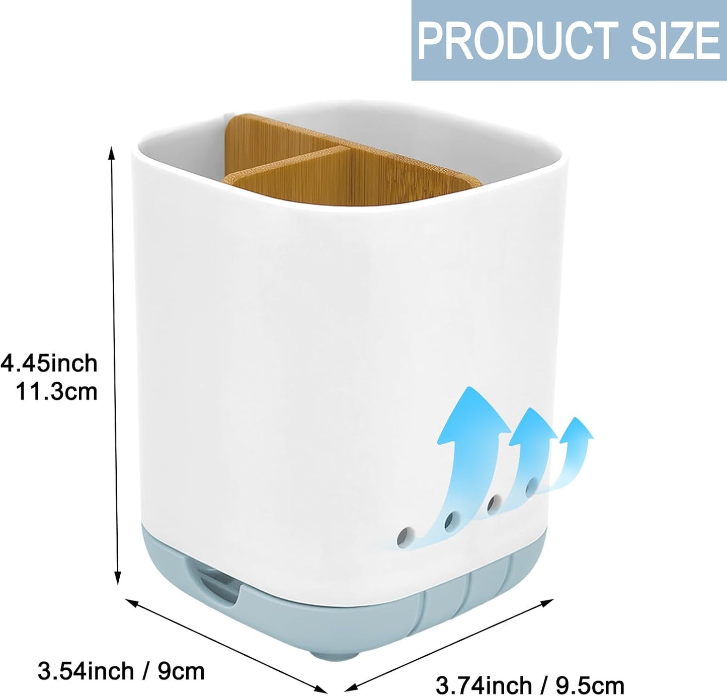 Toothbrush Holder with Bamboo Divider,Detachable for Easy Cleaning Bathroom Countertop Organizer,Plastic 3 Slots Electric Toothbrush and Toothpaste Holders Storage Caddy for Bathroom Vanity,Sink(Grey)