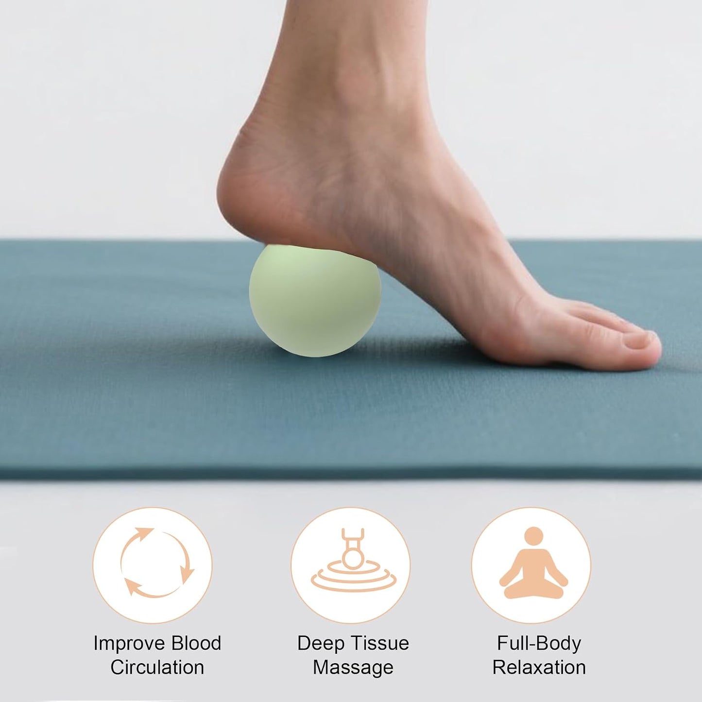 2PCS Firm Massage Lacrosse Balls for Myofascial Release, Muscle Knots, Trigger Point Therapy, Yoga Deep Tissue Massage, Foot Plantar Fasciitis, Muscle Soreness Massager Ball