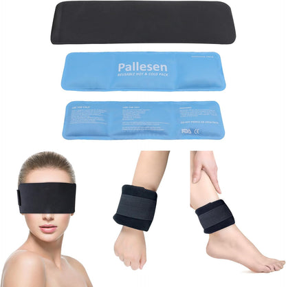 Pallesen Ice Packs for Injuries Reusable, Migraine Relief Products, Soft Flexible Gel Cold Pack Cold Compress for Eye & Head, Neck Ice Pack Wrap, Relieves Pain and Reduces Inflammation, 12.6 x 3.5in