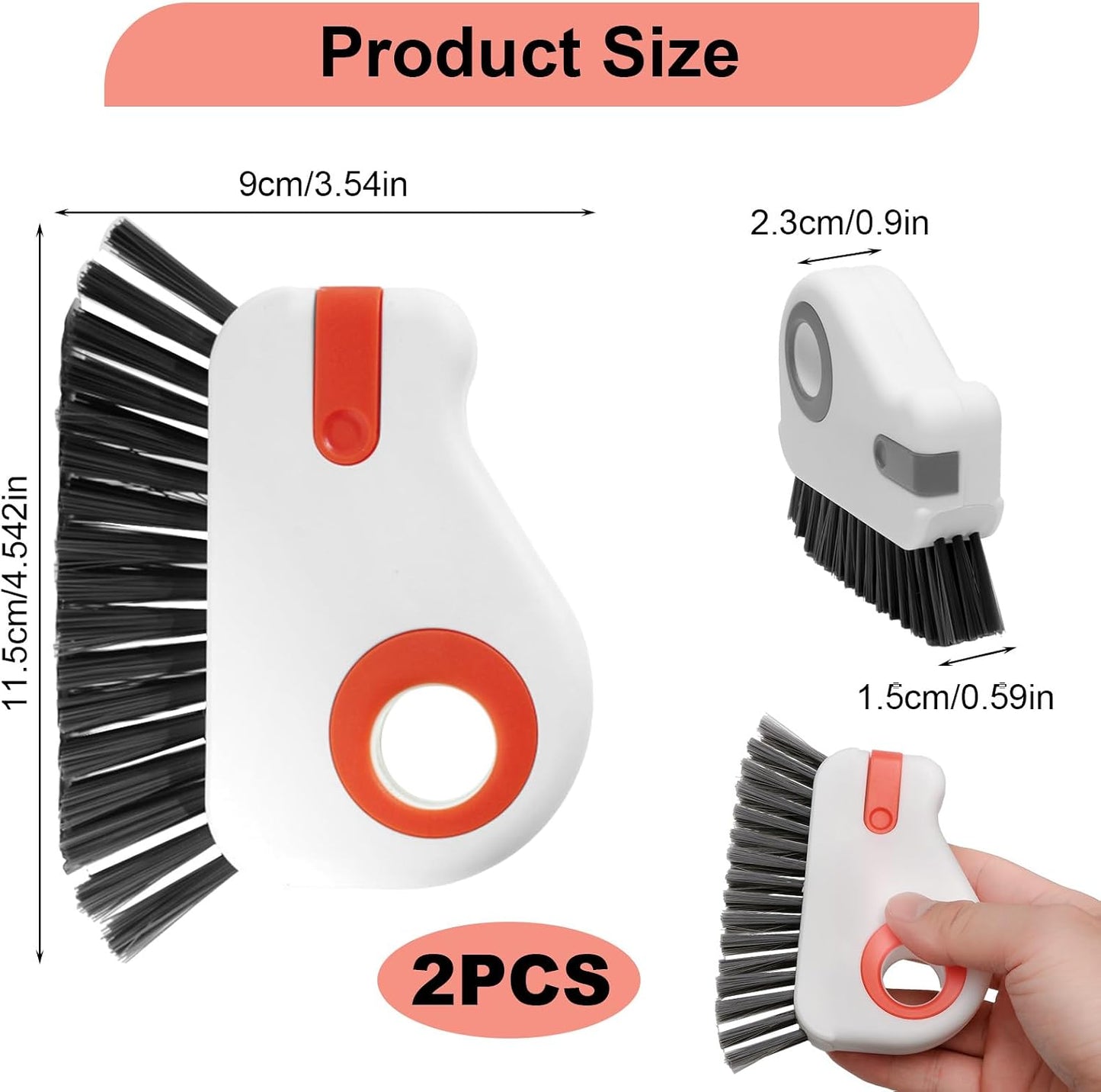 2 Pcs 2 in 1 Window Track Cleaner, Groove Cleaning Brush | Effective window sill cleaner for sliding door tracks and glass door grooves, home, bathroom, kitchen, and narrow crevices