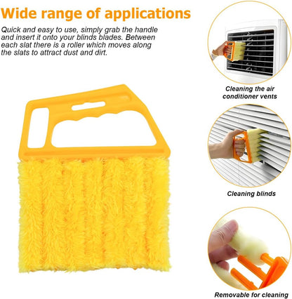 3PCS 6.3 Inch 7-Finger Microfiber Vent Cleaning Brushes, Orange | PP handles, detachable washable cloths, reusable design, reaches narrow grille gaps, automotive cleaning tools
