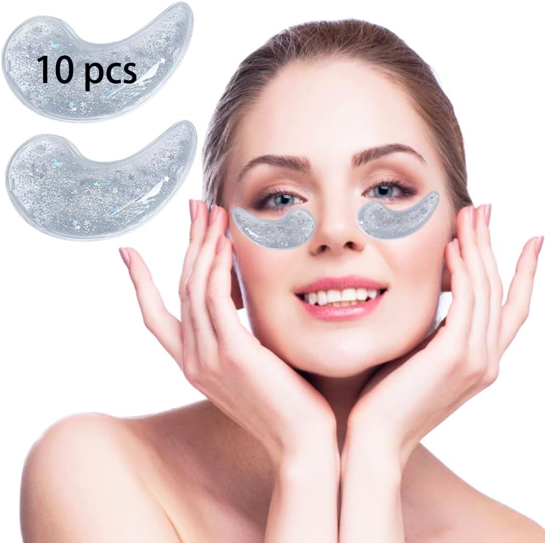 Reusable Gel Eye Ice Pack, Cooling Eye Pad, Hot ＆ Cold Treatment for Eye Strain, Eye Swelling, Eye Redness, Puffy Eyes, Dark Circles, Smooth Fine Lines, and Eye Recover Surgery. (Purple ＆)
