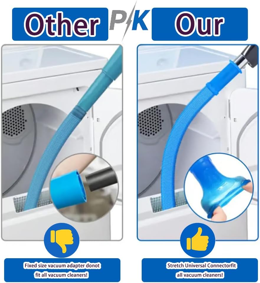 Dryer Vent Cleaner Kit (Blue*1) | Dryer Vacuum Hose Attachment with Universal Connector,Flexible Cleaning Brush for Deep Lint Removal,Fits Most Vacuum Cleaners