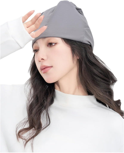 Cotton Light Blocking Night Cap Slouchy Blackout Eye Cover Mask Travel Nap Beanie Deep Sleep Hat Breathable Blindfold Skull Cap for Men Women Elderly Postpartum Warm Windproof Sleep Hat