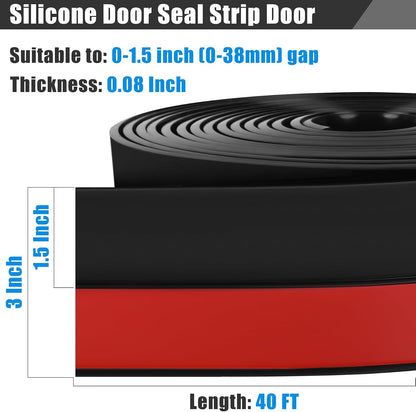 Draft Seal Tape for Doors and Windows 2 in x 20 Ft Silicone Weather Stripping Extra Thick 2mm Door Seal Strip with Strong Adhesive Draft Insulation Stopper Side Seal - Clear