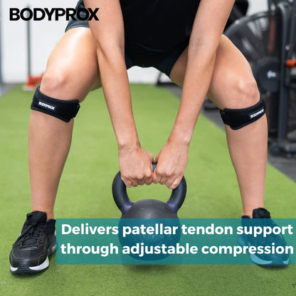 Bodyprox Patella Tendon Knee Strap 2 Pack, Knee Pain Relief Support Brace | Hiking, Soccer, Basketball, Running, Jumpers Knee, Tennis, Tendonitis, Volleyball & Squats