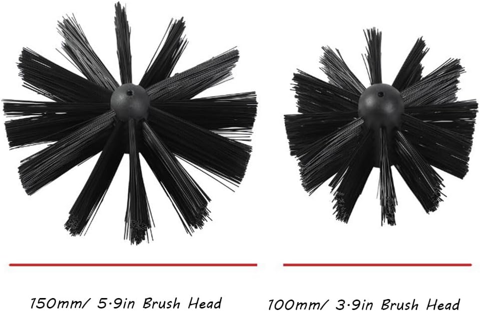 Chimney Washing Brushes Fireplace Cleaning Supplies 5.9in and 3.9in Brush Heads 5/16 Screw Thread Dryer Vent Cleaner Kit Attachment