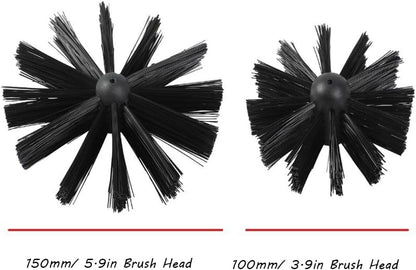 Chimney Washing Brushes Fireplace Cleaning Supplies 5.9in and 3.9in Brush Heads 5/16 Screw Thread Dryer Vent Cleaner Kit Attachment
