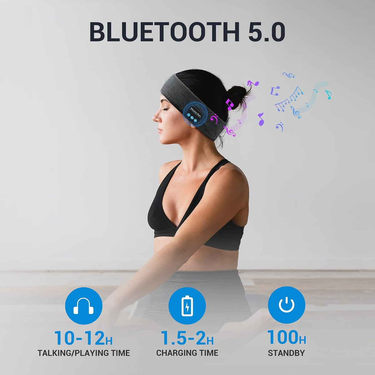 Sleep Headphones Bluetooth Headband, Sports Headband Headphones with HD Stereo Speakers, Wireless Sleeping Headphones for Workout, Travel, Meditation Unique Gifts(Heather Gray)