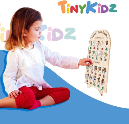 Daily Routine Chart for Kids, Visual Schedule, Routine Chart for Toddlers 3-5, Morning Bedtime Routine Chart for Toddlers, Wooden Chore Chart for Kids