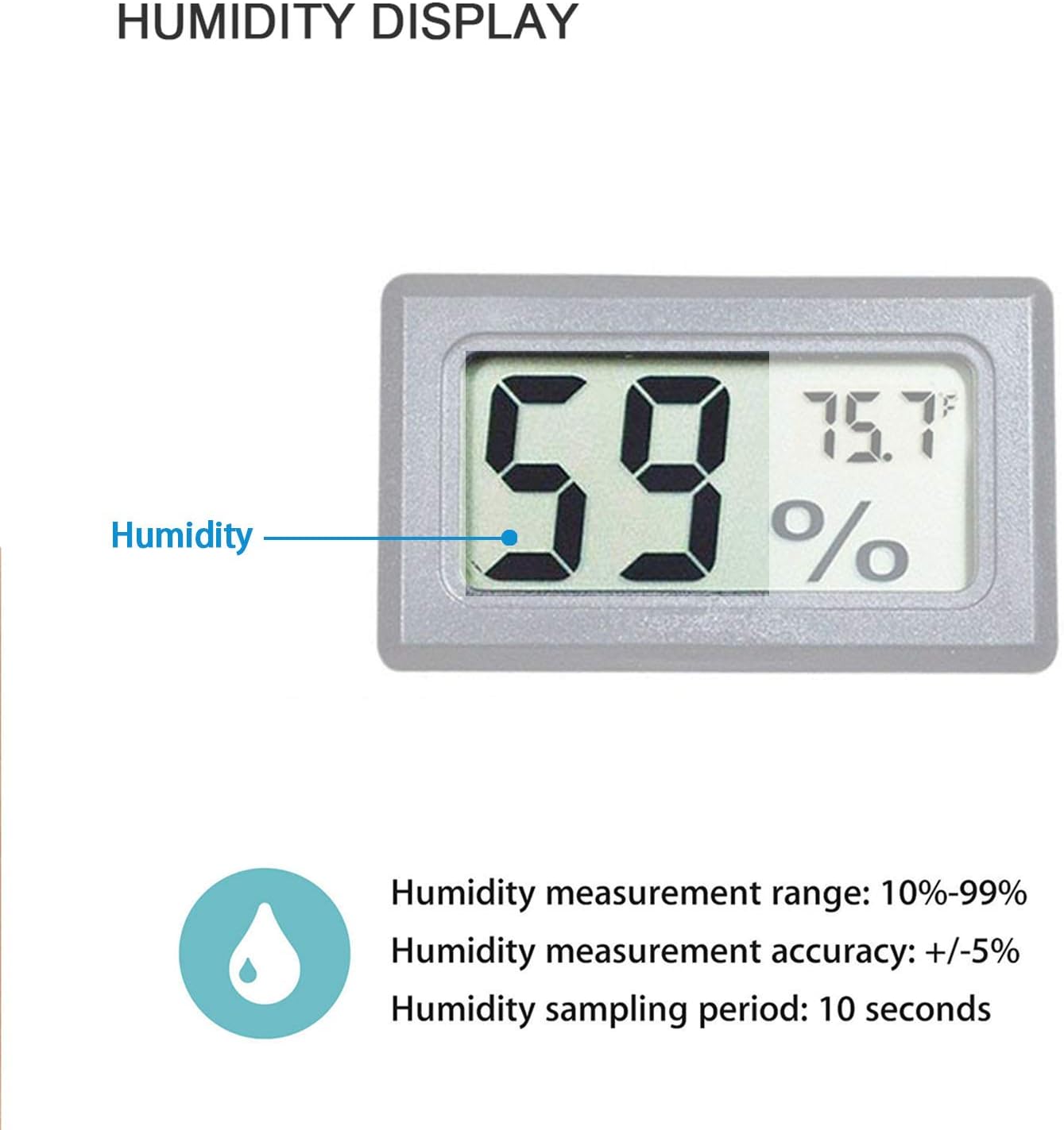 4-Pack Mini Indoor Temperature Humidity Meters Digital Gauge | Thermometer Hygrometer Fahrenheit (℉) Display for Reptile Tank,Jars,Guitar Case,Greenhouse, Garden, Cellar, Fridge, Closet