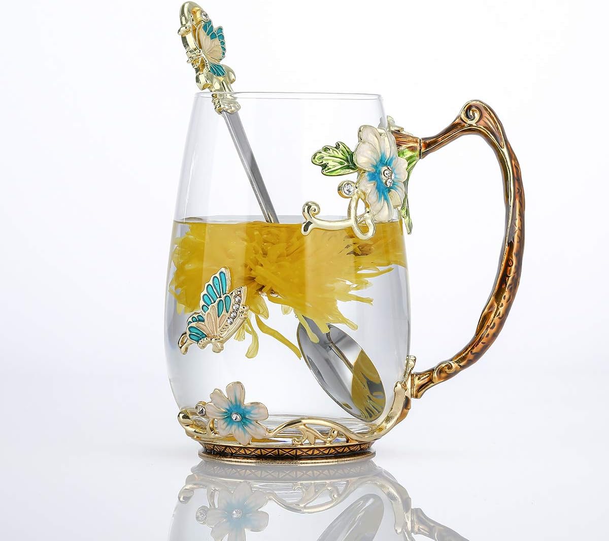 Luka Tech 35OZ Enamel Glass Flower Teapot Gifts For Women
