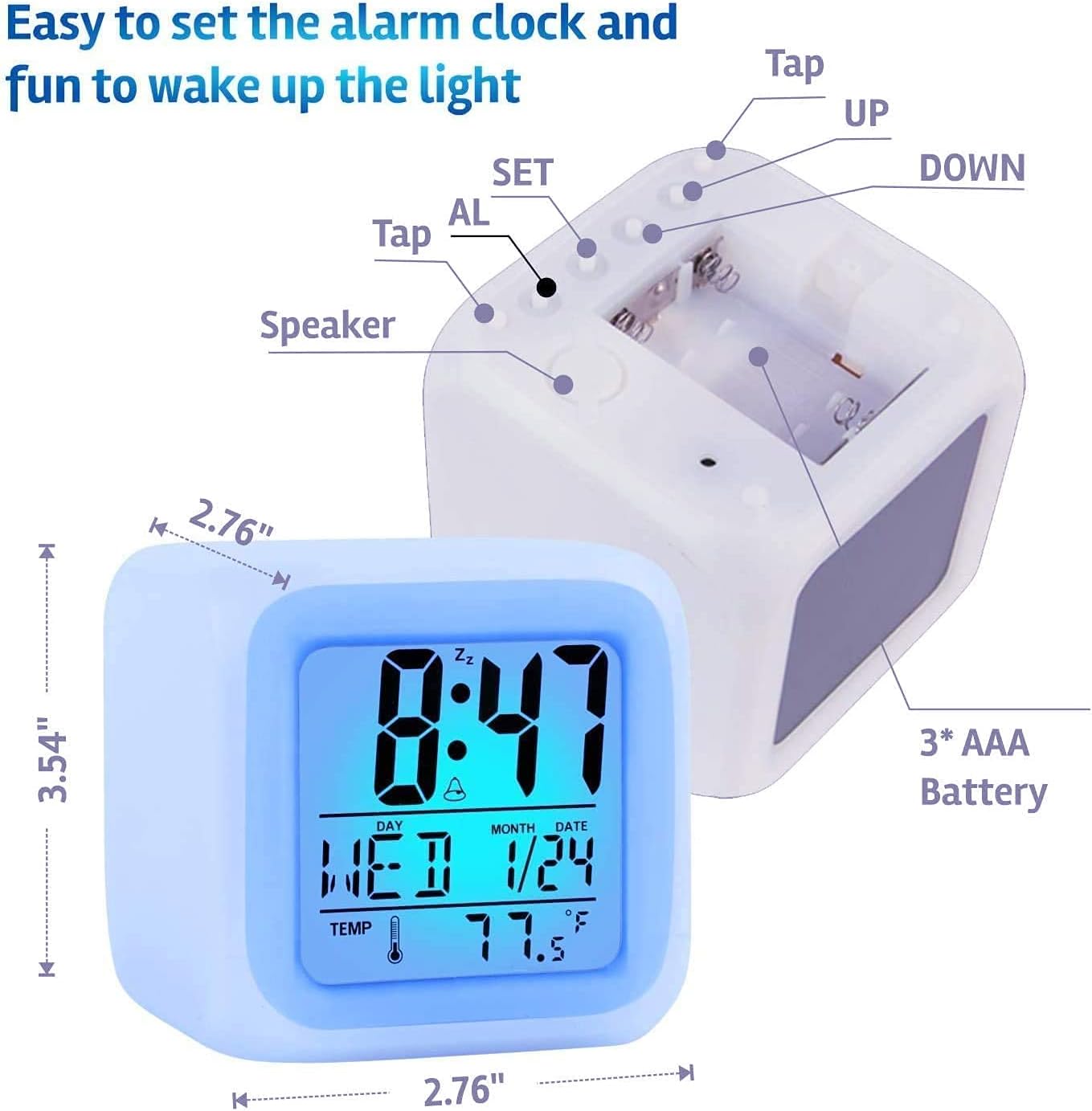 Outwit Analog Alarm Clock, 4 inch Super Silent Non Ticking Small Clock with Night Light, Battery Operated, Simply Design, for Bedroom, Bedside, Desk