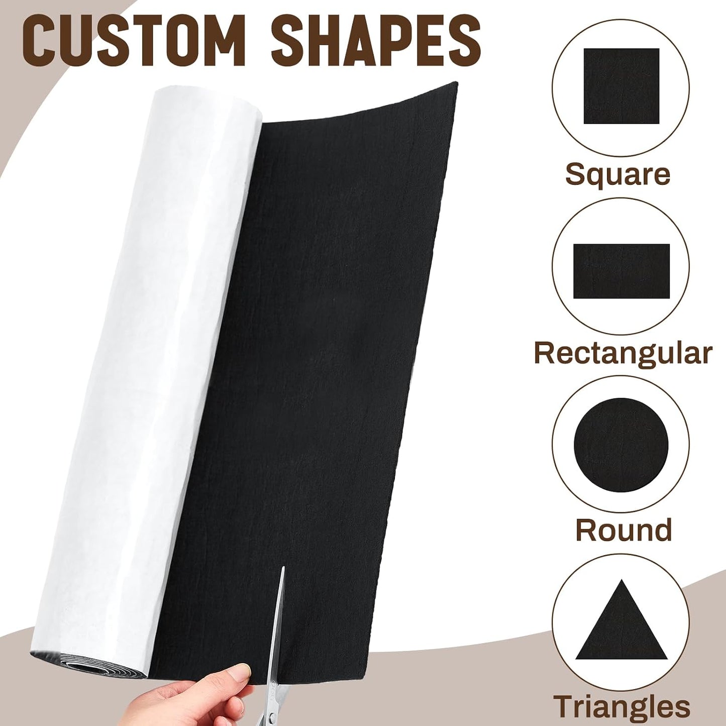 Fullhawl Large Felt Furniture Pads 8 x 60 Inch Non Slip Self Adhesive Heavy Duty Cuttable Strip Roll Felt Sheet Tape for Protecting Hardwood Floors Chair Wall, White
