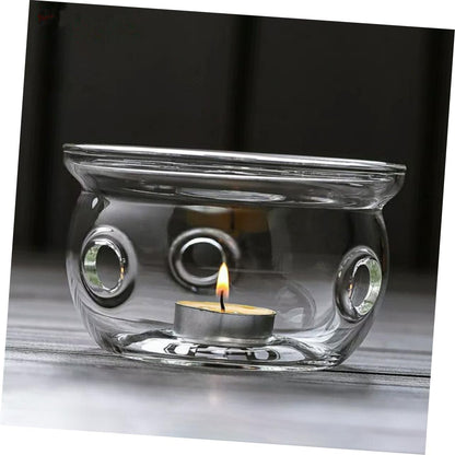 ABOOFAN High Borosilicate Glass Teapot Warmer with Candle Holder Elegant Heating Base for Tea House Restaurants and Home Use Tea Accessory