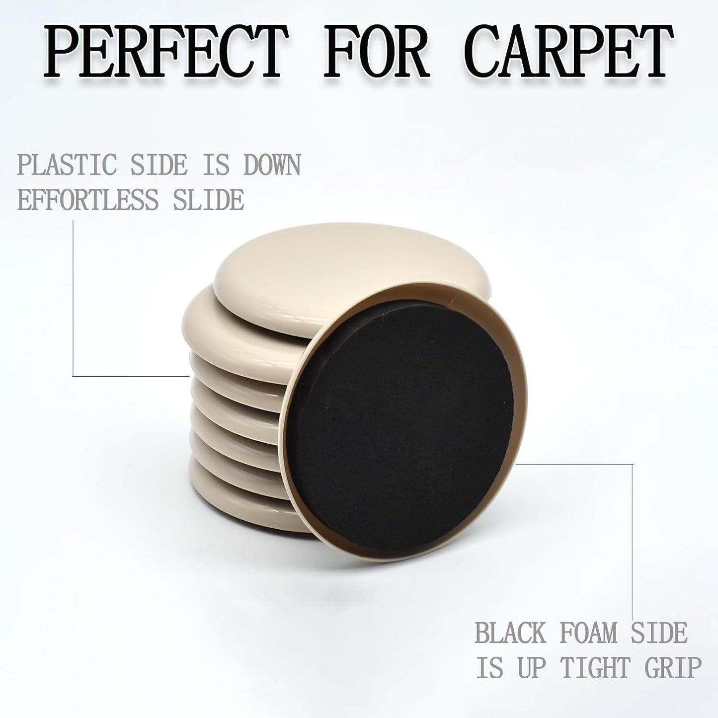 Furniture Sliders, 8 Pcs 3 1/2'' Furniture Sliders Pads for Hardwood Floors, Chair Legs Floors Protectors, Reusable Round Glides Glider, Heavy Duty Furniture Movers Sliders | Chair Legs Floors Protectors, Reusable Round Glides Glider, Heavy Duty