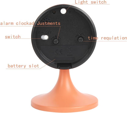 3" Round Quartz Analog Metal Alarm Clock Silent Non Ticking Desk Clock