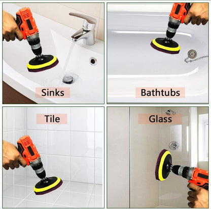 4 Inch 26 PCS Scouring Pads Drill Brush Power Scrubber Cleaning Kit | Hook and Loop Scrub Pads Drill Attachment with Accessories for Bathroom Scale Removal, Rust Removal, Metal & Tile Cleaning