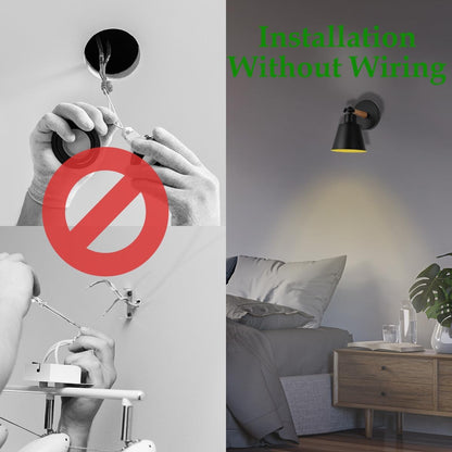 Black Battery Operated Wall Sconce Set of Two, Easy to Install Wireless Lights for Wall, Remote Control Dimmable LED Lights, Auto Timer Wall Lamp Fixtures for Bedroom, Gallery, Living Room, RV