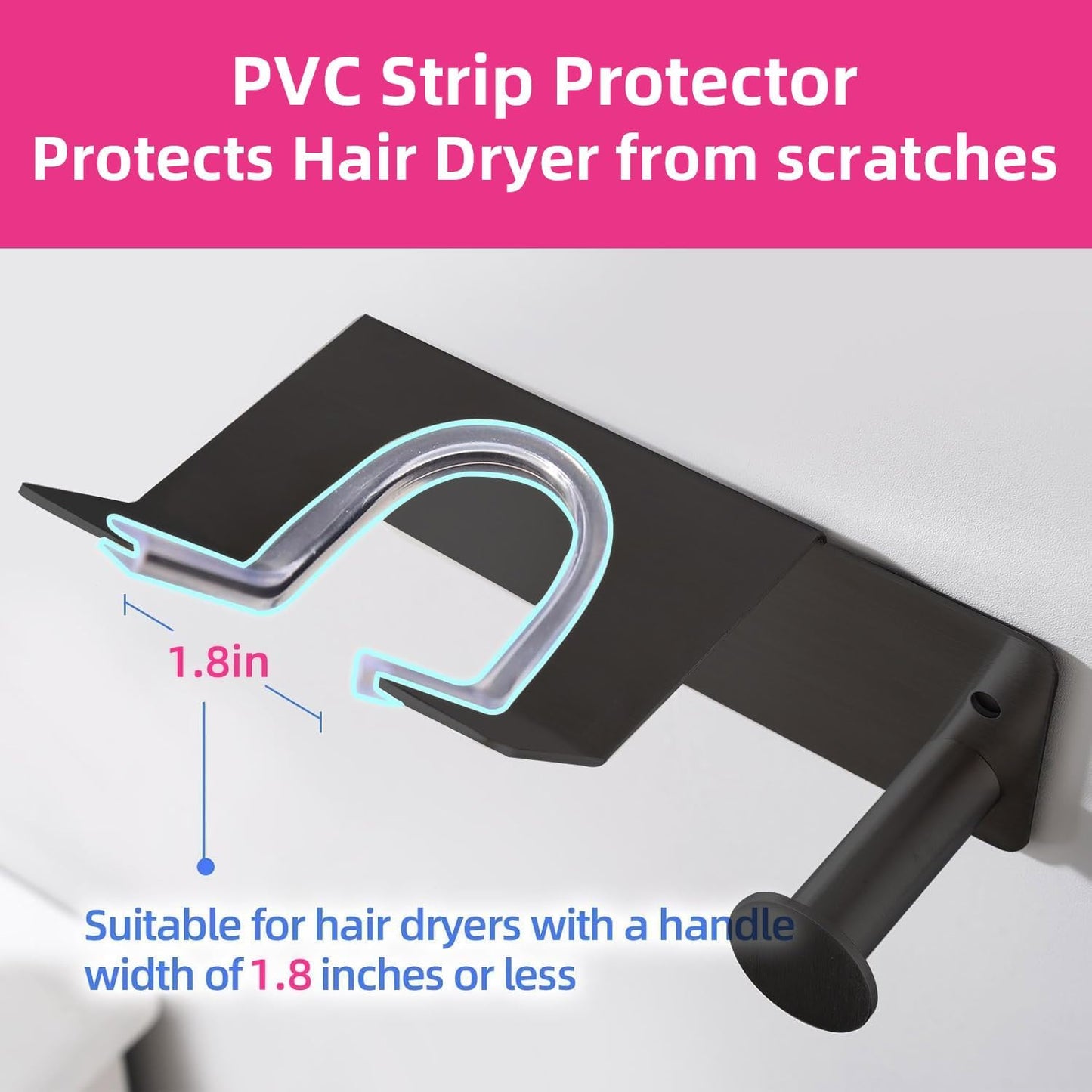 Hair Dryer Holder Wall Mounted, Stainless Steel Blow Dryer Holder for Bathroom, Hair Dryer and Straightener Holder Adhesive or Drilling, Hair Tool Organizer for Salon Barber Shops Banjekt